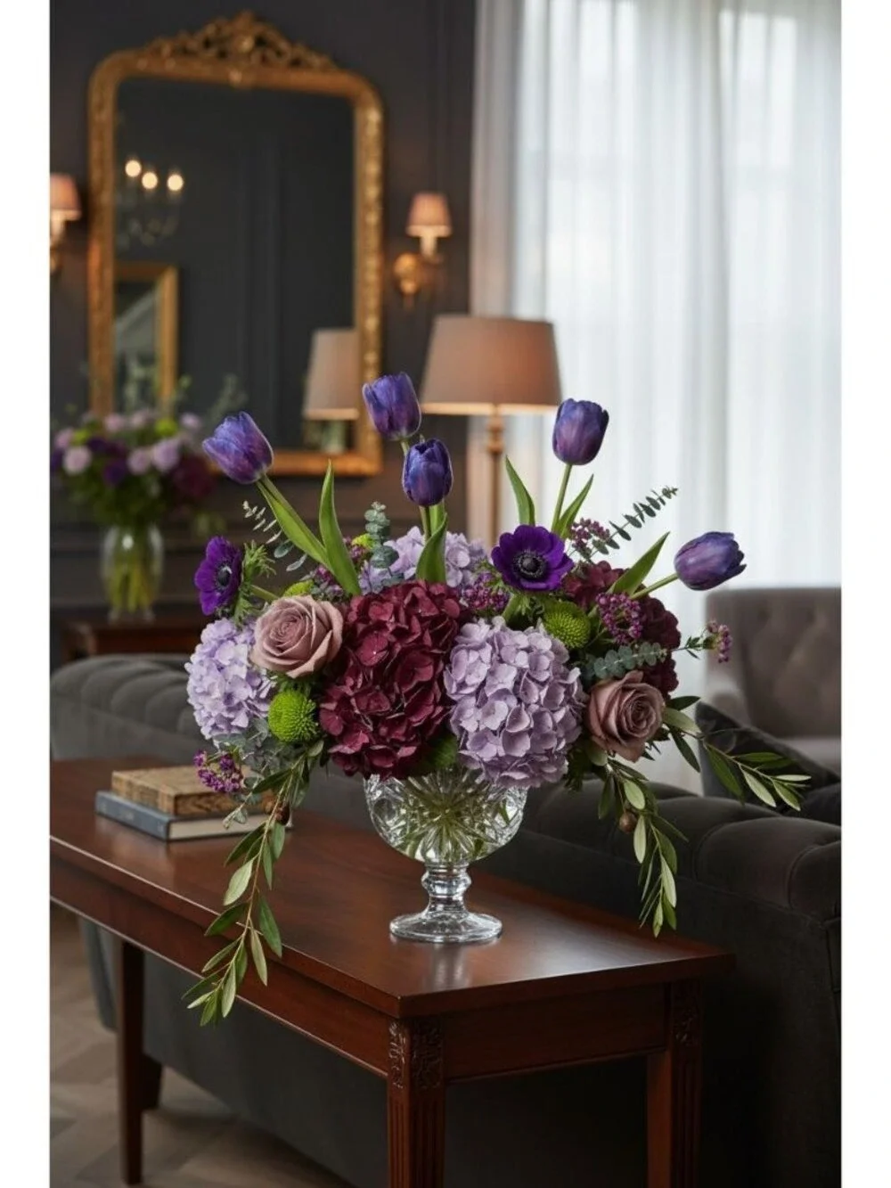Purple Real Touch Artificial Tulip Bouquet, 6 Stem 14 Inch Faux Flowers, Fall We